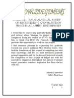 Project On:-An Analytical Study of Recruitment and Selection Process at Ashish Enterprises