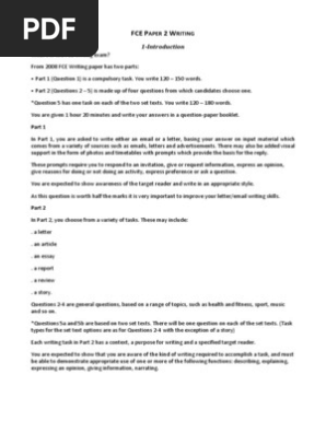  FCE Paper 2 Writing