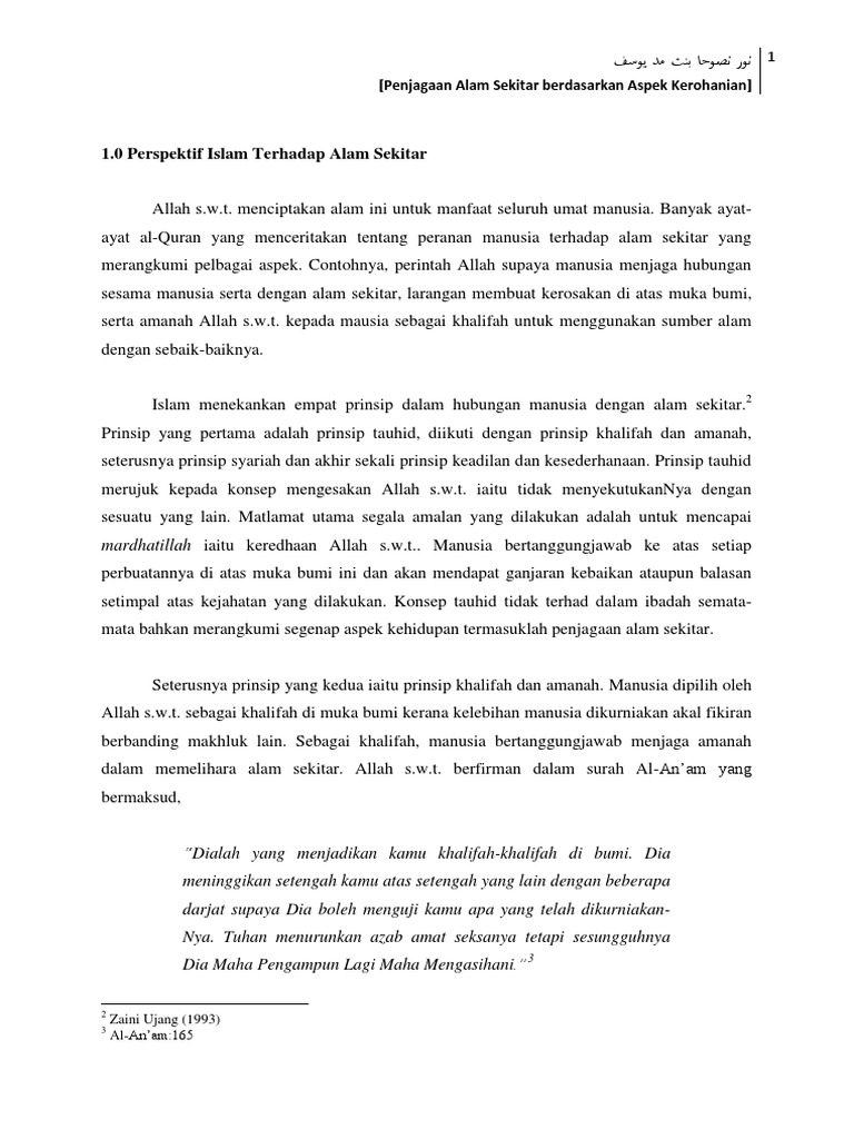 Penjagaan Alam Sekitar Dan Kaitannya Dengan Kerohanian Islam Pdf