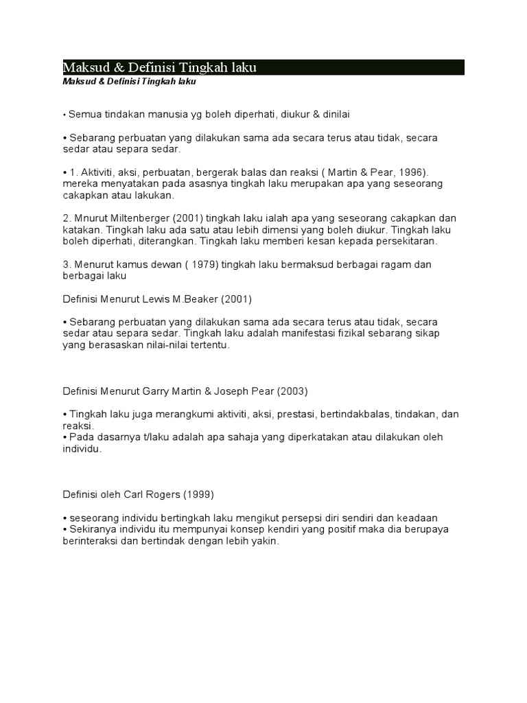 Maksud Tingkahlaku Pdf