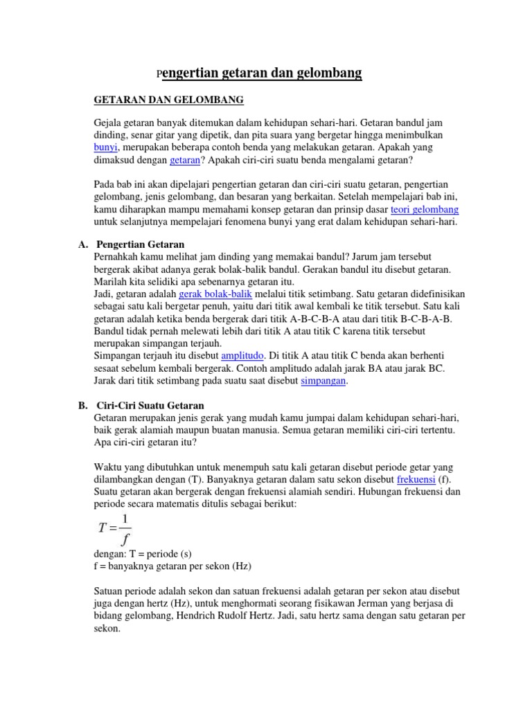 Pengertian Getaran Dan Gelombang Bunyi Optik