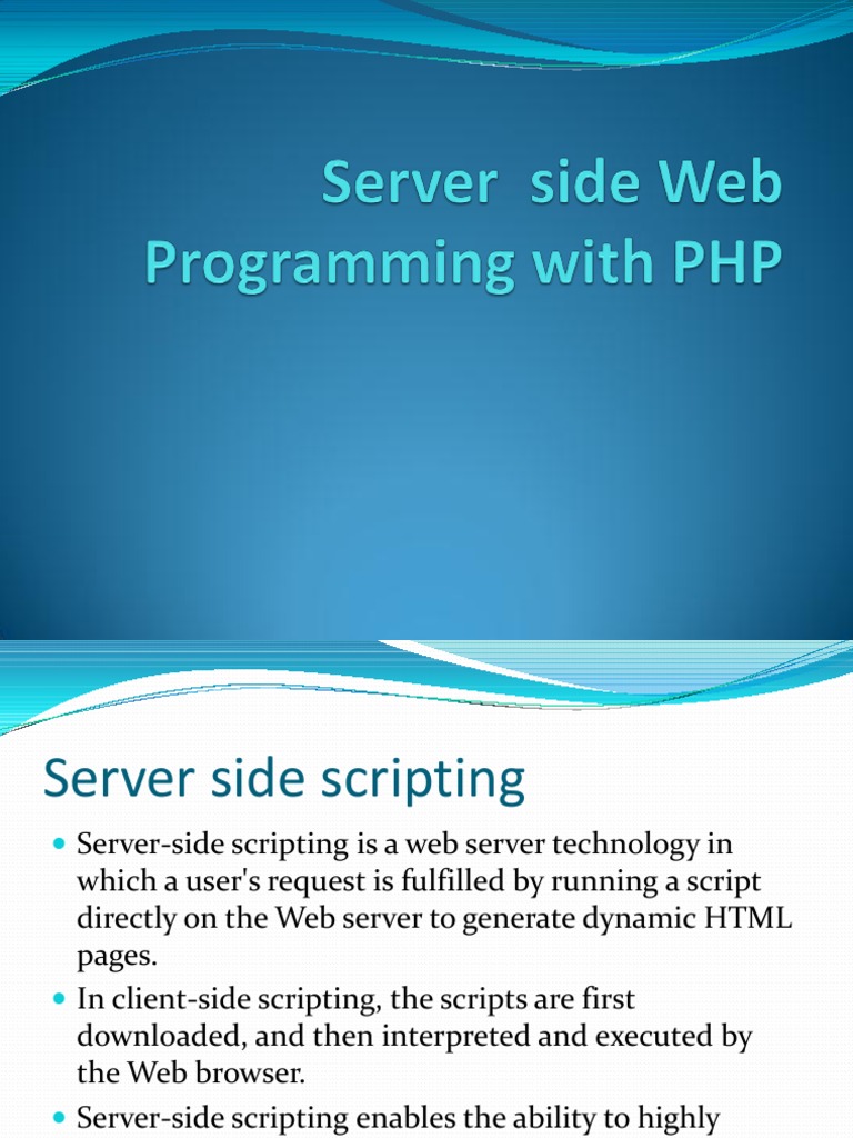 Note - 01 - Server Side Web Programming With PHP | PDF | Php | Web Server