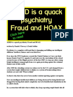 ADHD is a quack psychiatry Fraud and HOAX