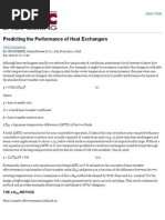 Predicting the Performance of Heat Exchangers