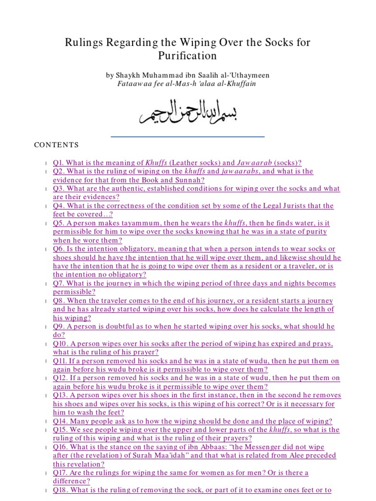 Wiping Over The Socks, in Islam, Muslims PDF Headgear Sock