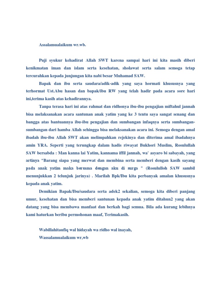 Teks Pidato Bahasa Arab Tentang Anak Yatim - Kumpulan Contoh Teks Pidato