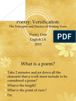 Poetry: Versification:: Poetry Unit English 1A 2010