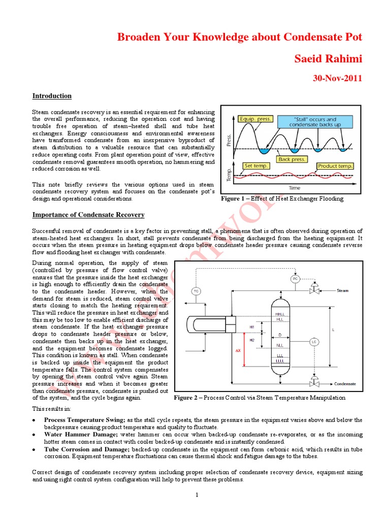 Condensate Pot Heat Exchanger Steam