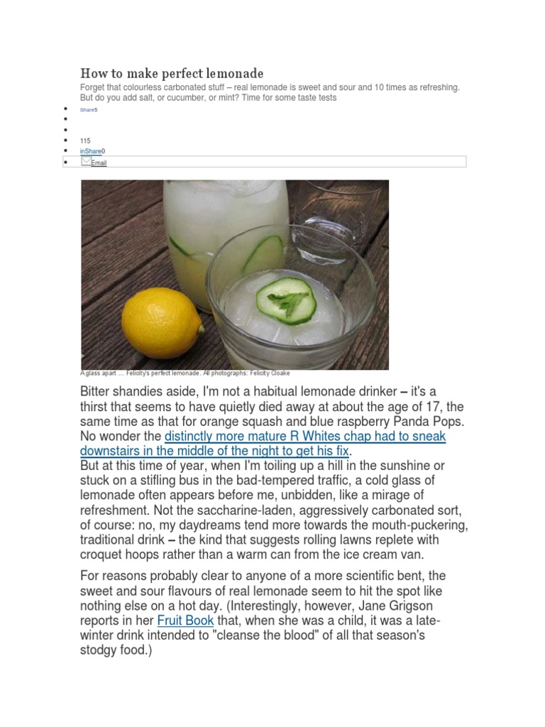 Perfect Lemonade | PDF | Lemonade | Lemon