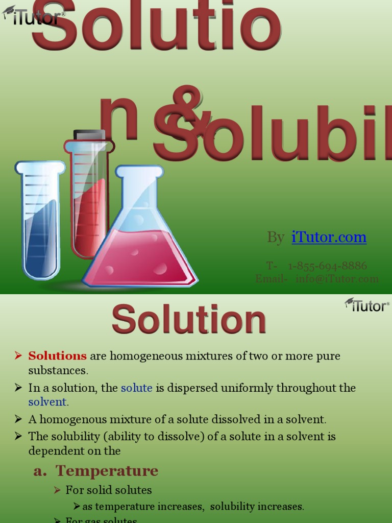Solutions and Solubility | PDF | Science & Mathematics
