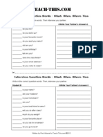 Interview Question Words - What, When, Where, How: Student A Write Your Partner's Answers