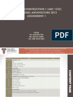 Building Construction 1 (Arc 1523) BSC (Hons) Architecture 2013 Assignment 1