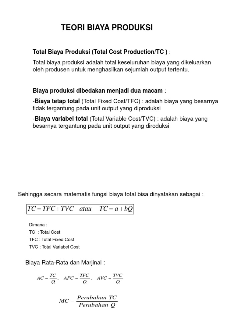 Pengertian Biaya Produksi dalam Ekonomi | PDF | Pengelolaan Keuangan & Uang
