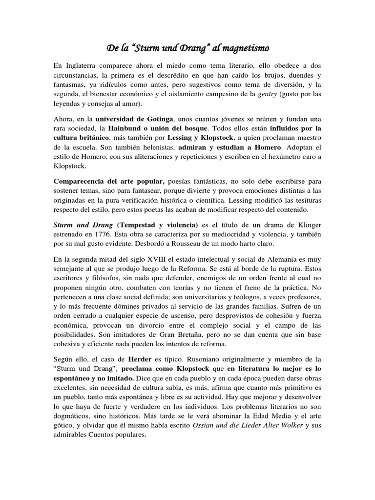 Sturm Und Drang PDF Johann Wolfgang von Goethe Romanticismo