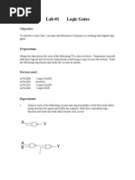 Lab #1 Logic Gates: Objective