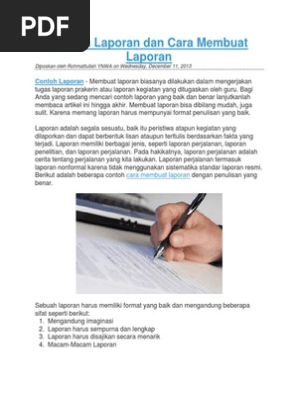 Contoh Laporan Dan Cara Membuat Laporan