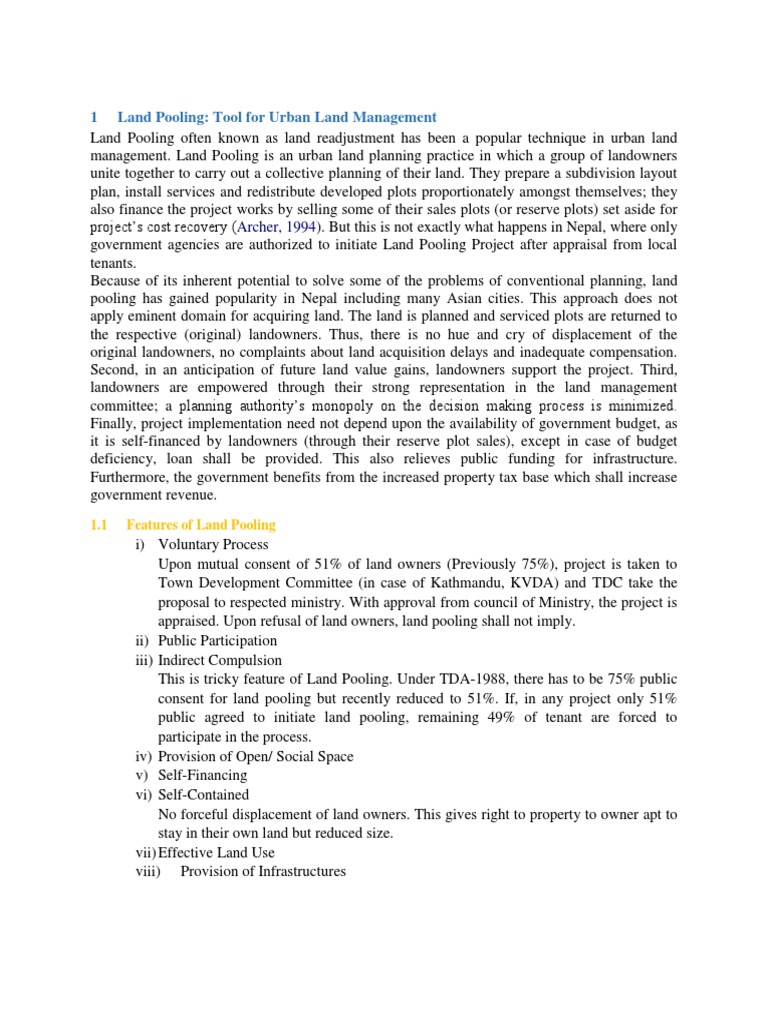 Land Pooling for Urban Management | PDF | Real Estate Appraisal | Economies