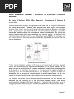 Strategic Options Approaches To Sustainable Competitive Advantage