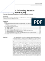 Rehabilitation Following Anterior Cruciate Ligament Injury