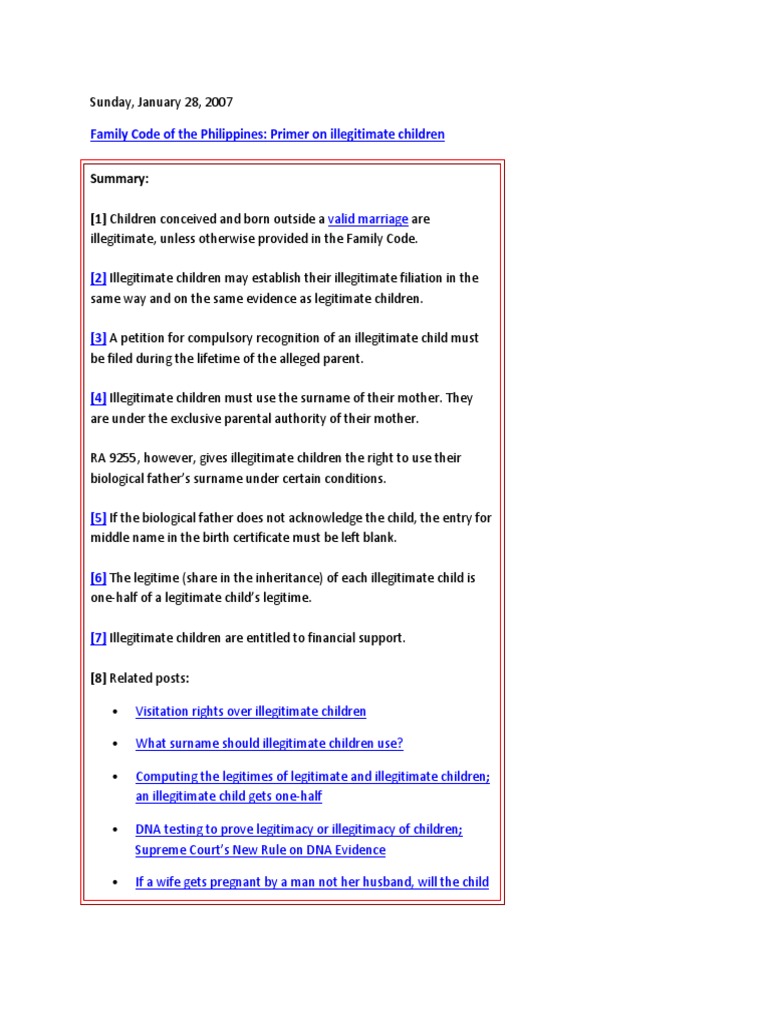 👍 Legitimate child. The Rights of Illegitimate Children to Inherit the
