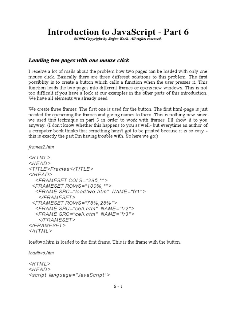 Introduction To Javascript - Part 6: Loading Two Pages With One Mouse ...