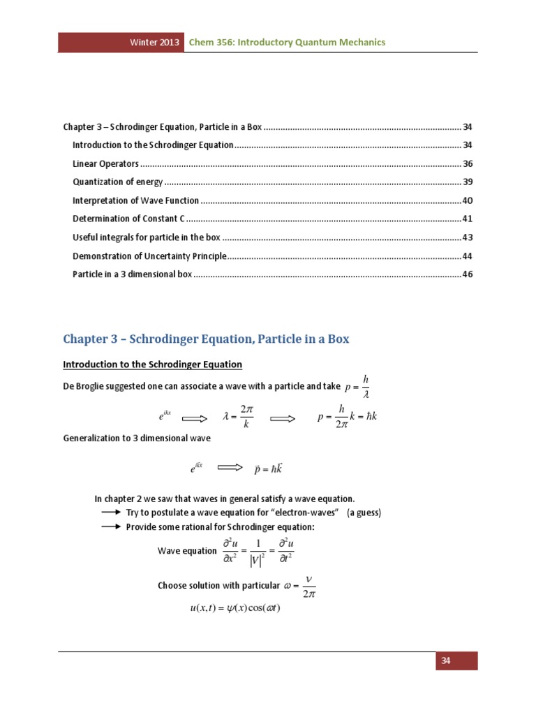 Schrodinger Equation: Particle in a Box | PDF | Schrödinger Equation ...