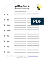 Spelling Word List a 6