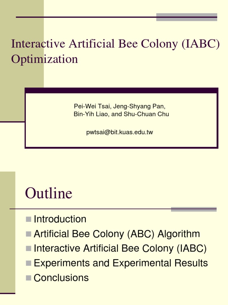 Interactive Artificial Bee Colony Optimization | PDF | Algorithms ...