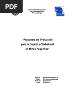 Propuesta de Evaluación para La Dispraxia Verbal Oral en Niños Pequeños