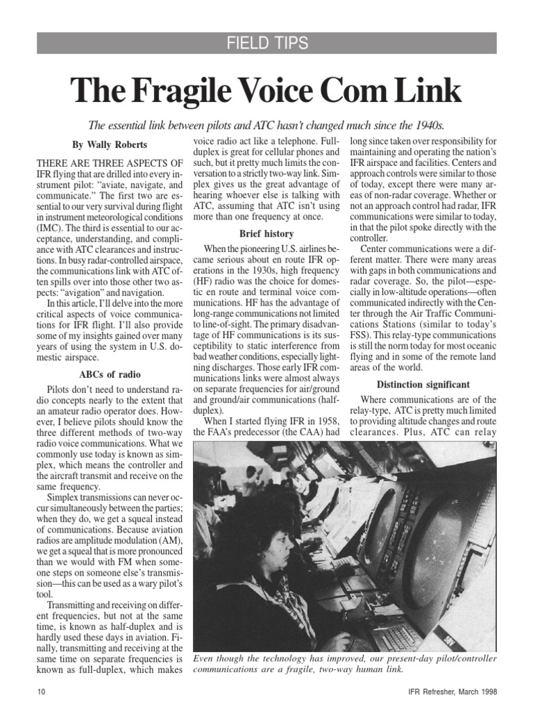 The Fragile Voice Com Link PDF Instrument Flight Rules Air