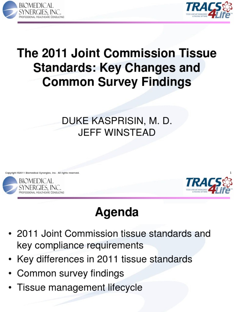 2011 Joint Commission Tissue Standards | PDF | Virus | Bone