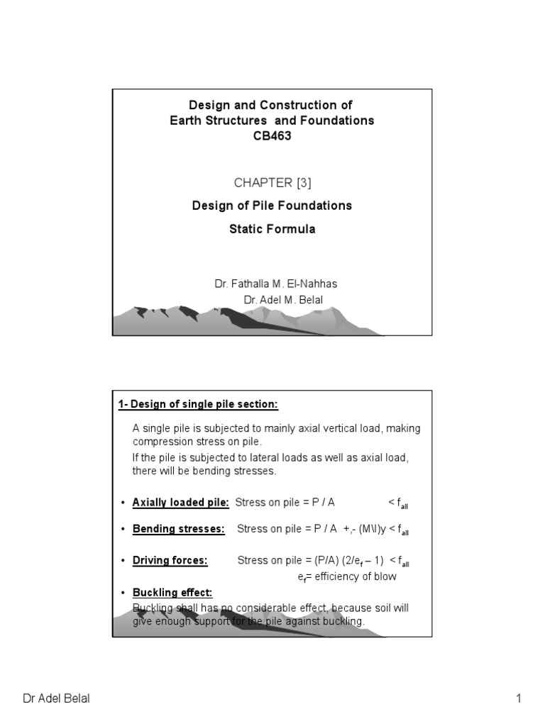 CH (3) H Design of Pile Foundations | PDF | Deep Foundation | Buckling