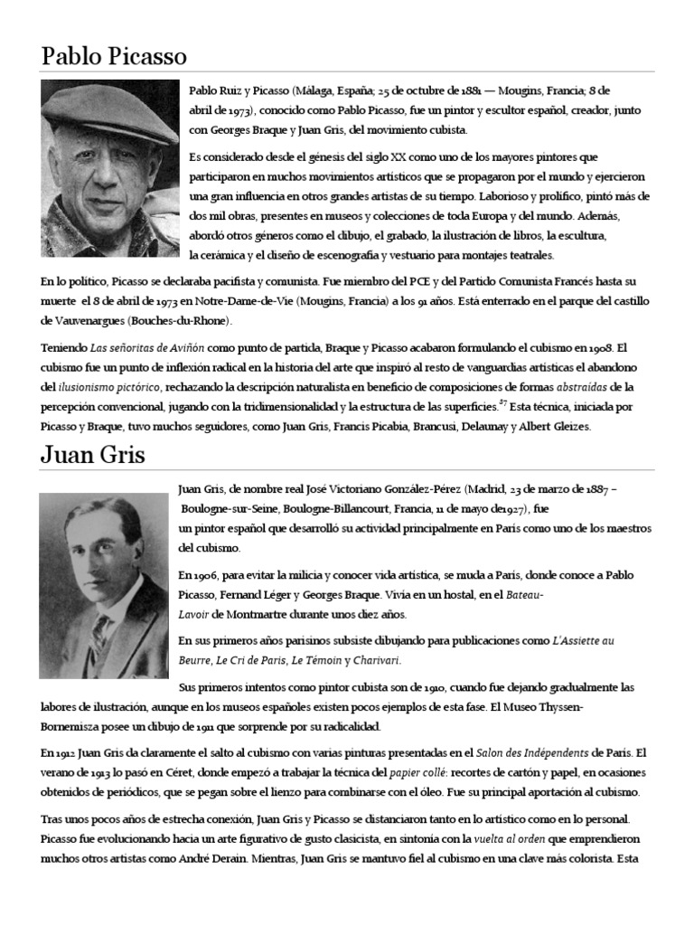 Biografías, Representantes Del Cubismo | PDF | Artistas | Arte europeo, image size:768x1024