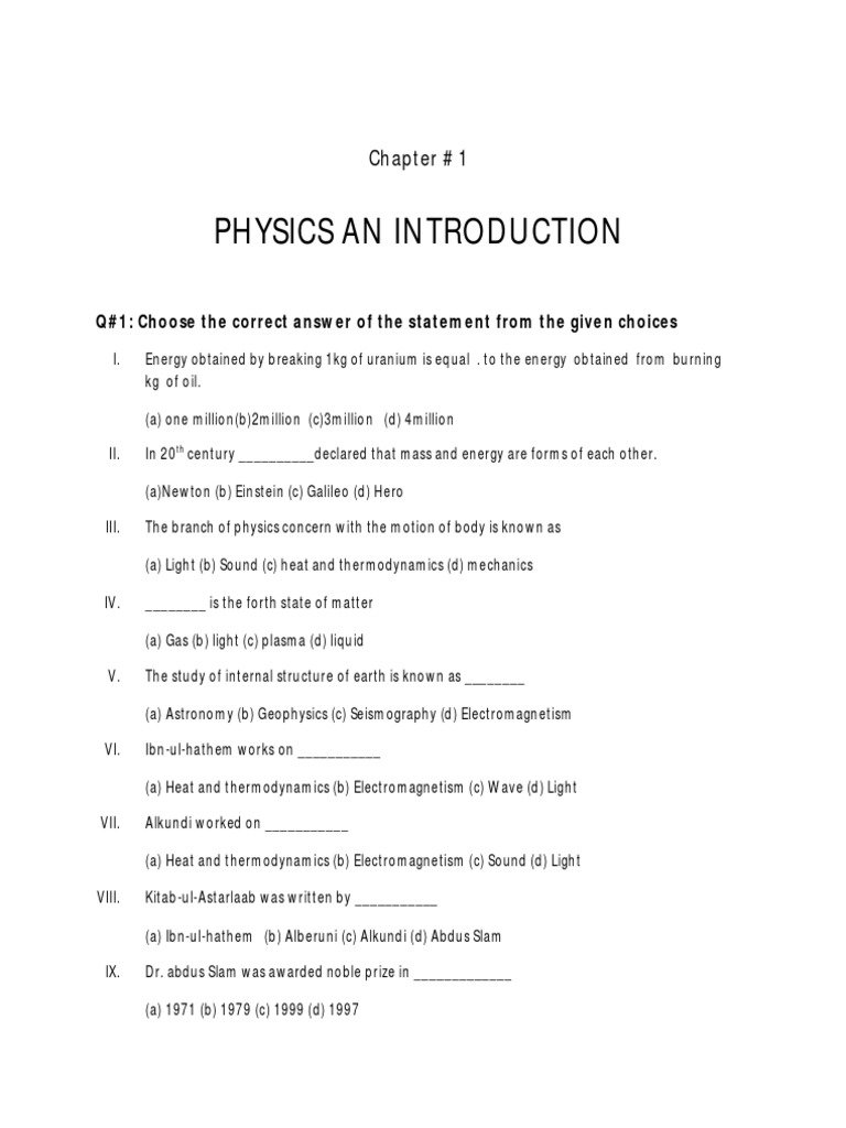 Physics An Introduction: Chapter # 1 | PDF | Physics | Scientific Method