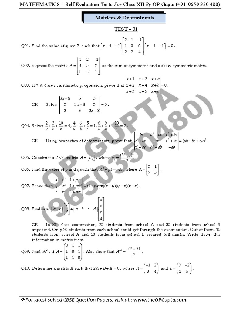 03 Matrices C Determinant Matrix Mathematics