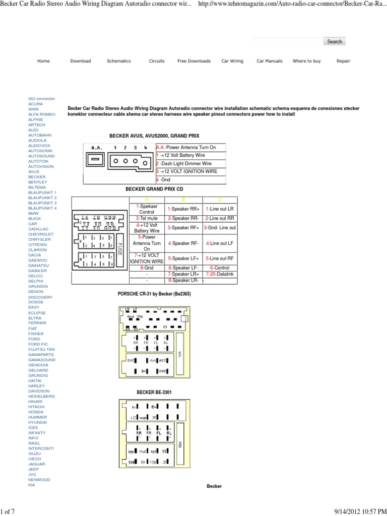 Becker Car Radio Wiring Diagram