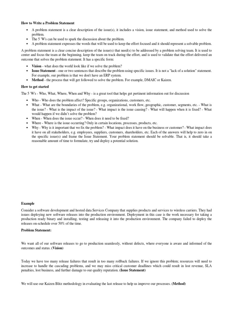 How To Write A Problem Statement  PDF  Software Development