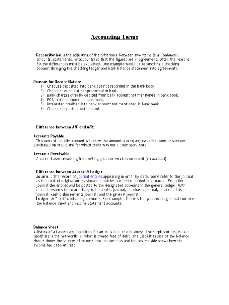 Accounting Terms | PDF | Finance & Money Management | Law