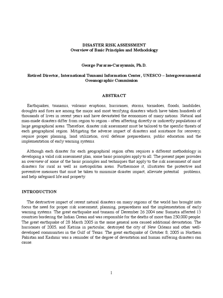 Disaster Risk Assessment Overview | PDF | Storm Surge | Tropical Cyclones