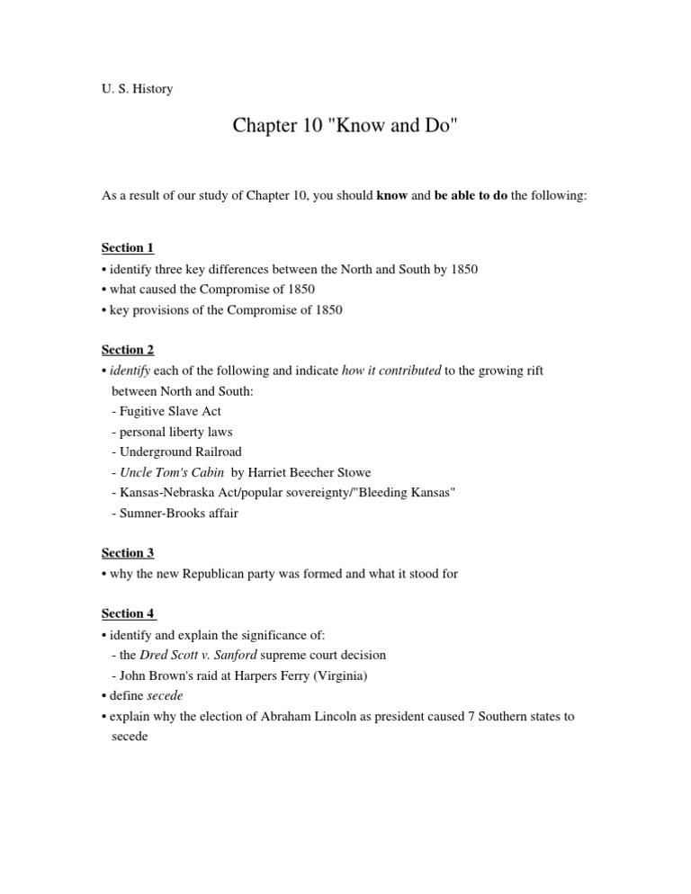 Chapter 10 "Know and Do": Section 1 | PDF | Southern United States ...