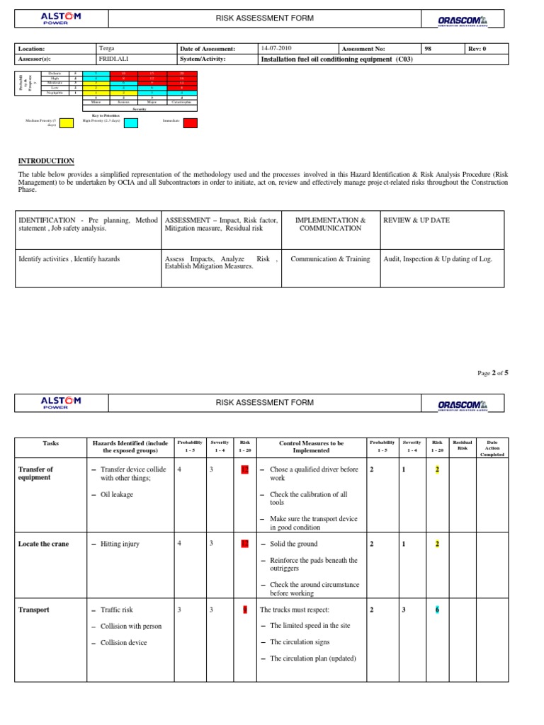 Fuel Oil System Risk Assessment | PDF | Personal Protective Equipment ...