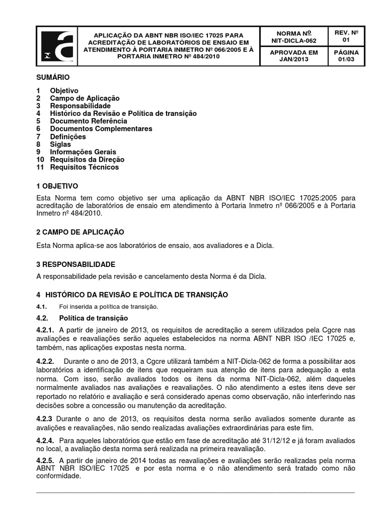 Diretrizes para acreditação de laboratórios de ensaio em conformidade ...