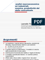 Elementi di analisi macroeconomica delle relazioni industriali.Crescita economica, produttività del lavoro e modello contrattuale