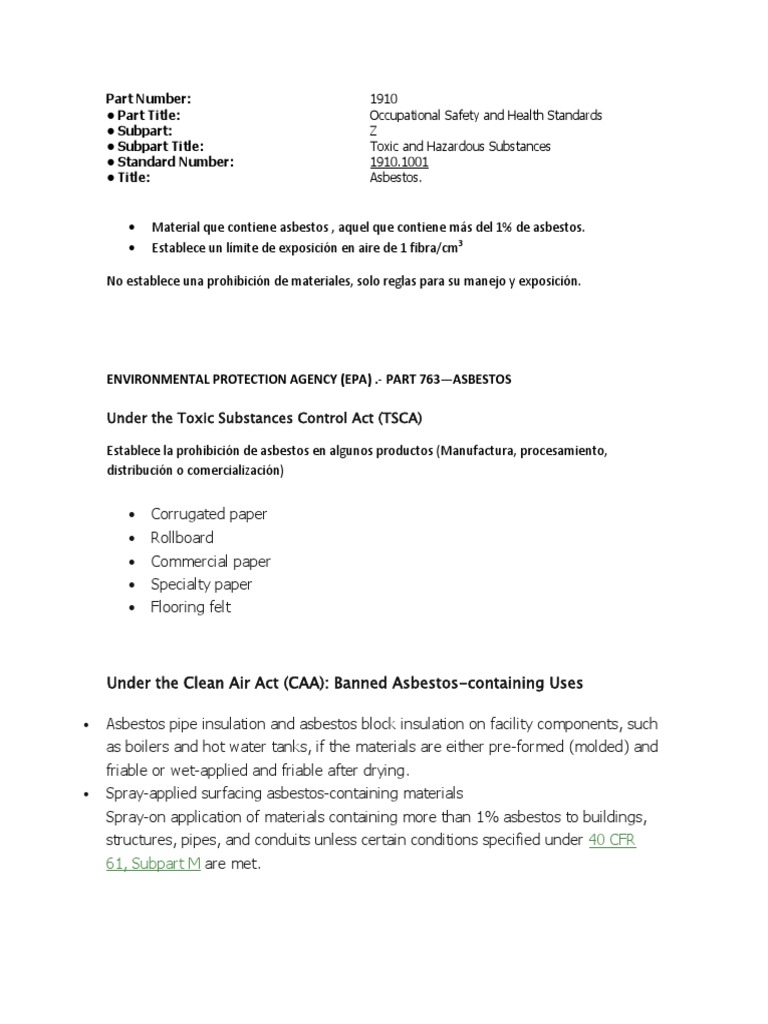 Part Number: - Part Title: - Subpart: - Subpart Title: - Standard ...