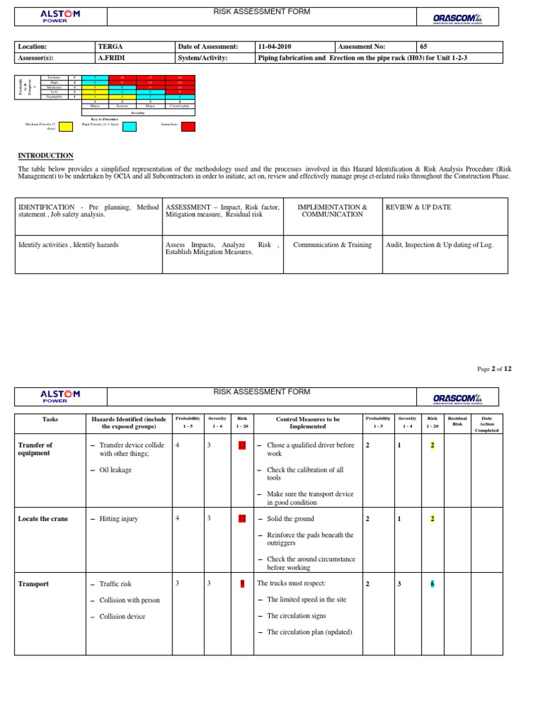 HDPE Pipe Installation Risk Assessment | PDF | Personal Protective ...