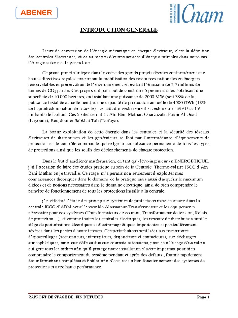 alarme incendie rapport de stage