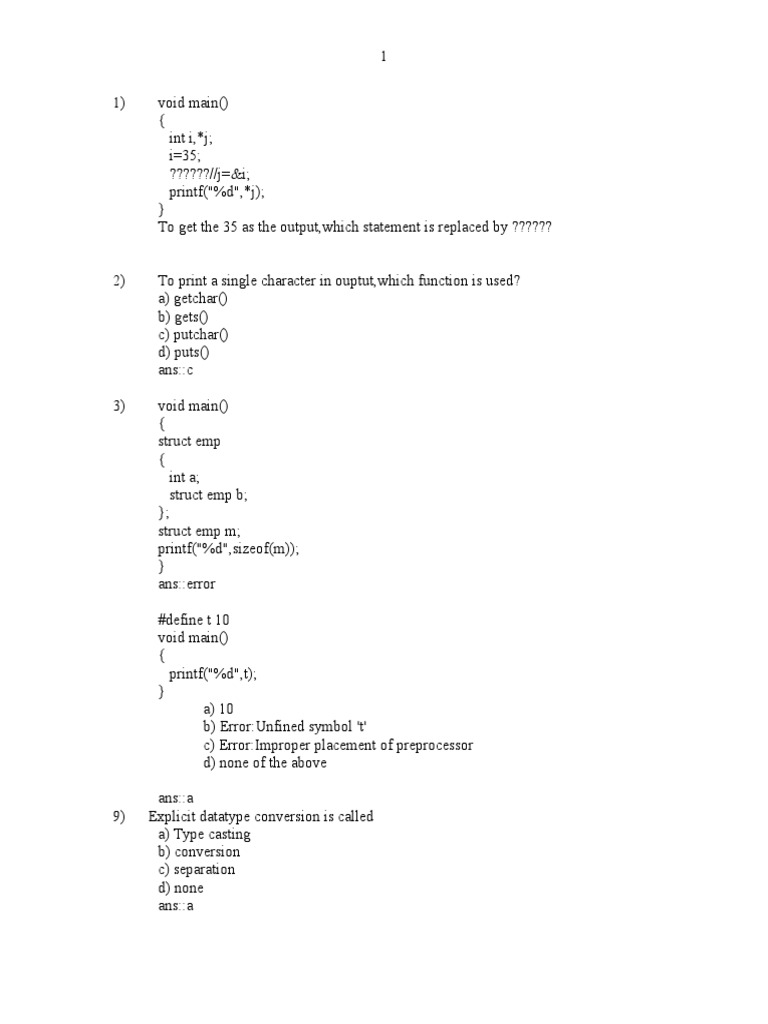 C Interview Qeustions Software Development Computer Data