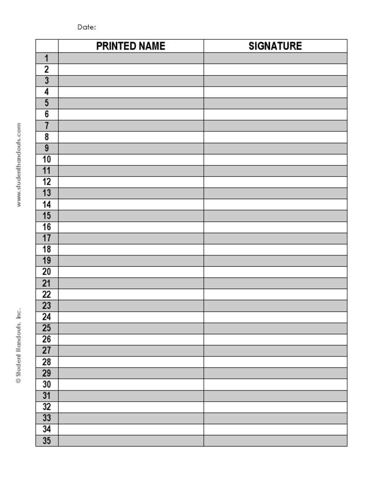 SignOn Sheet Template | PDF