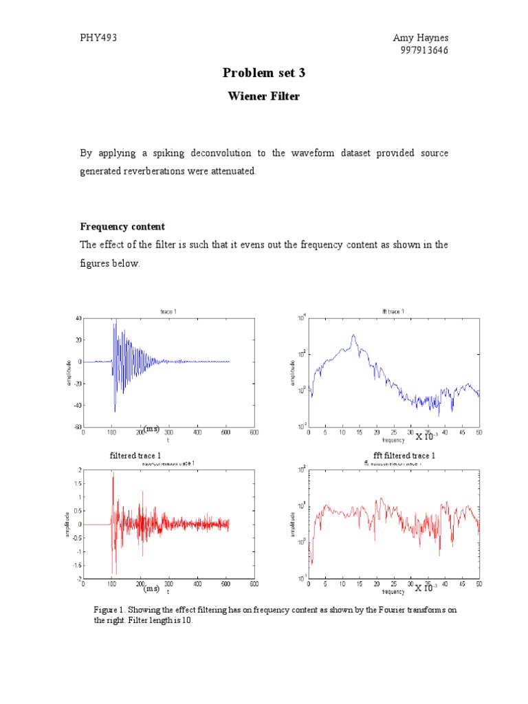 Wiener Filter Analysis in PHY493 | PDF