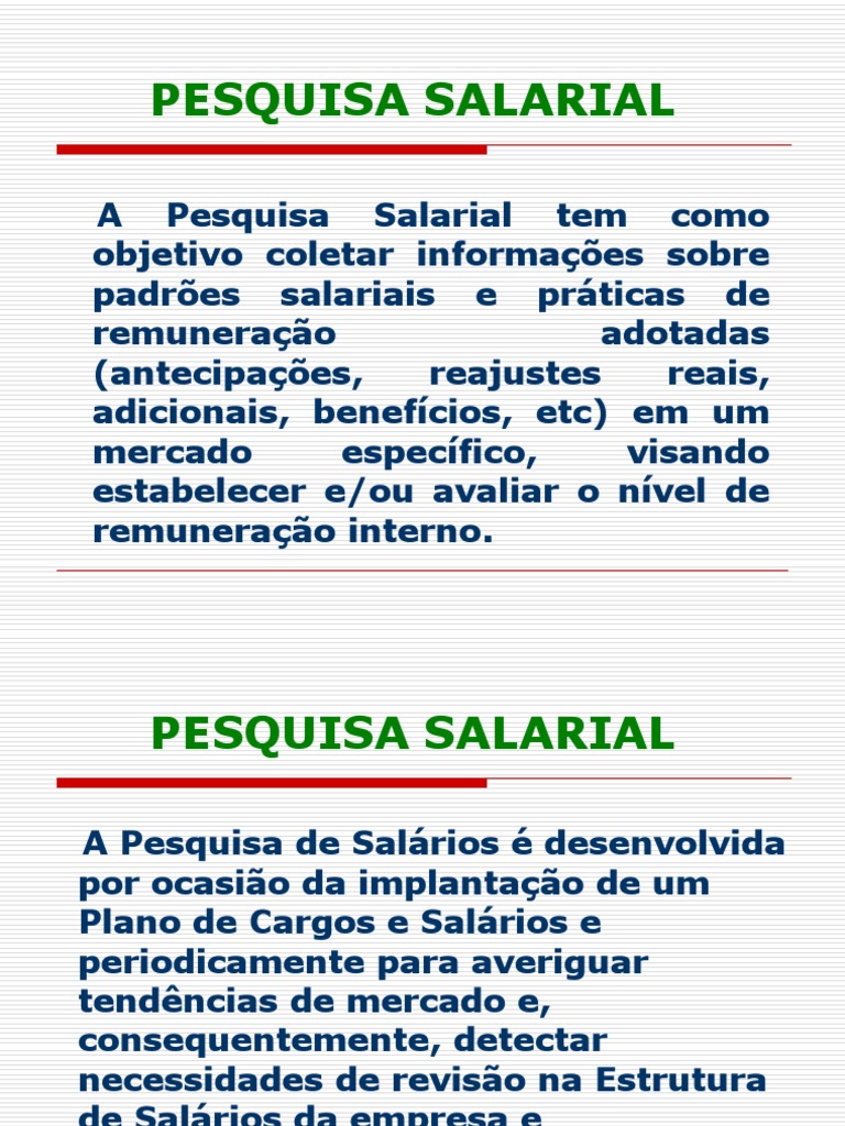 Estrutura da Pesquisa Salarial Empresarial | PDF | Salário | Gestão de ...